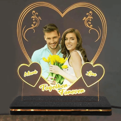 Personalized LED Illusion Heart Lamp With Photo And Name