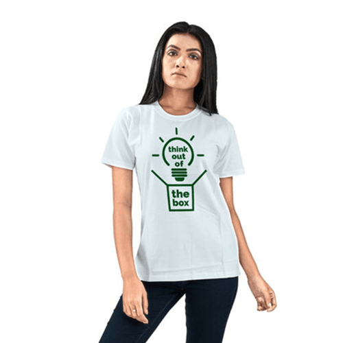 Pure Cotton Round Neck T-Shirt-White - Image 2