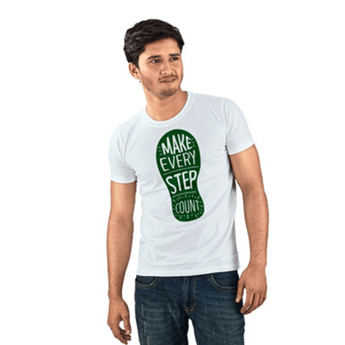 Pure Cotton Round Neck T-Shirt-White - Image 3