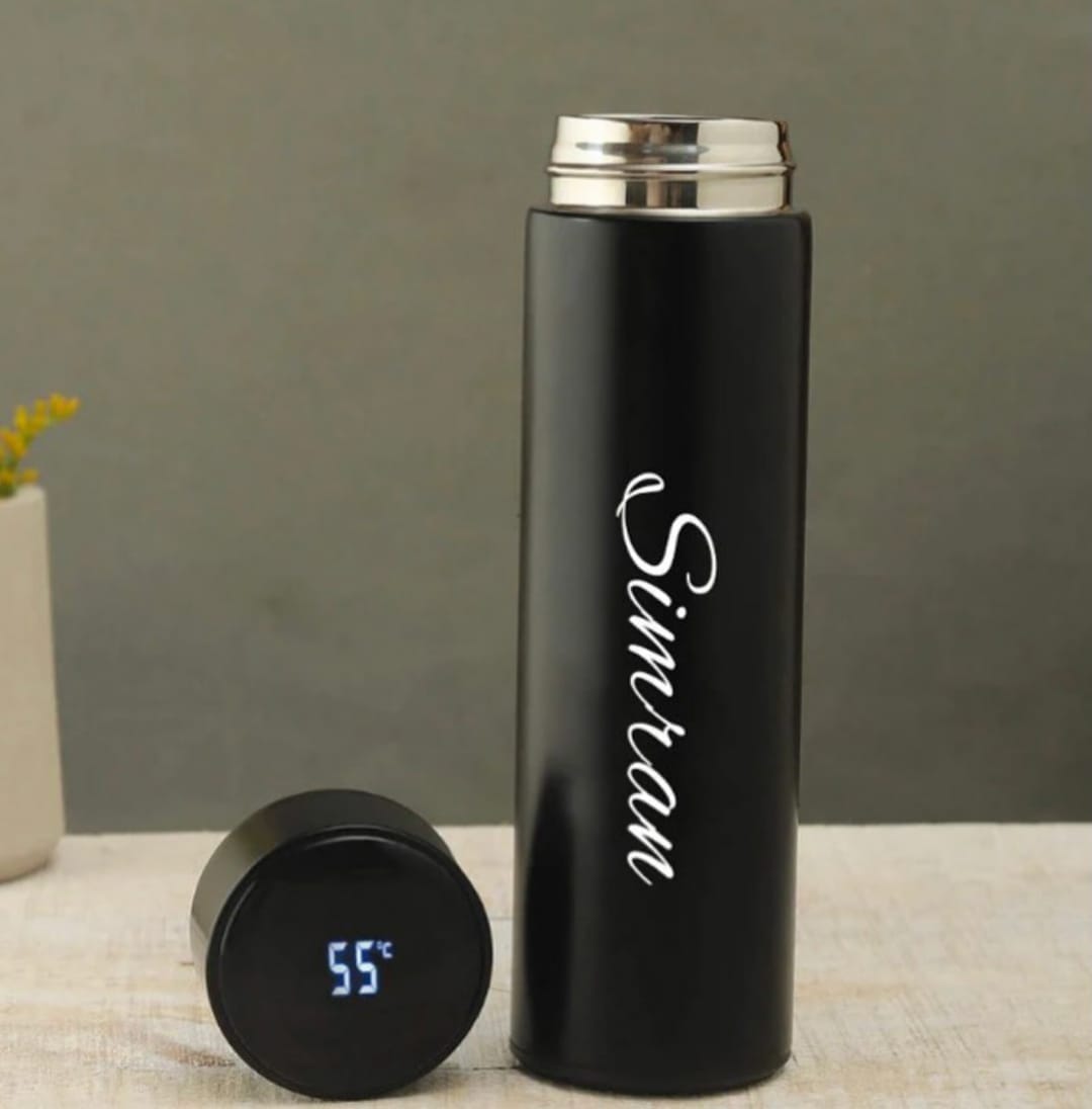 Custom Temperature Water Bottle ( Matte Black 750ml)