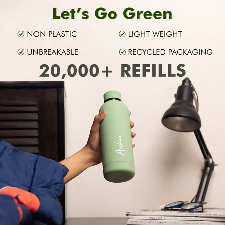 Quench - Personalised Water Bottle - Fern Green - Image 4