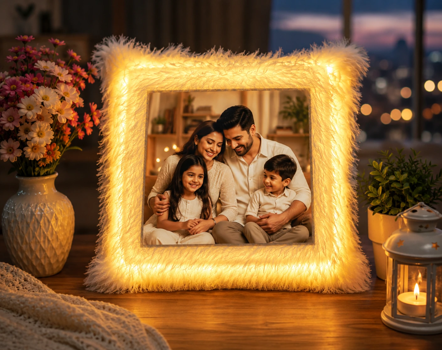 custom led cushion with family photo gift