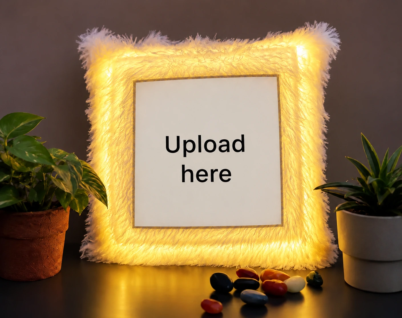 custom led cushion upload photo mockup