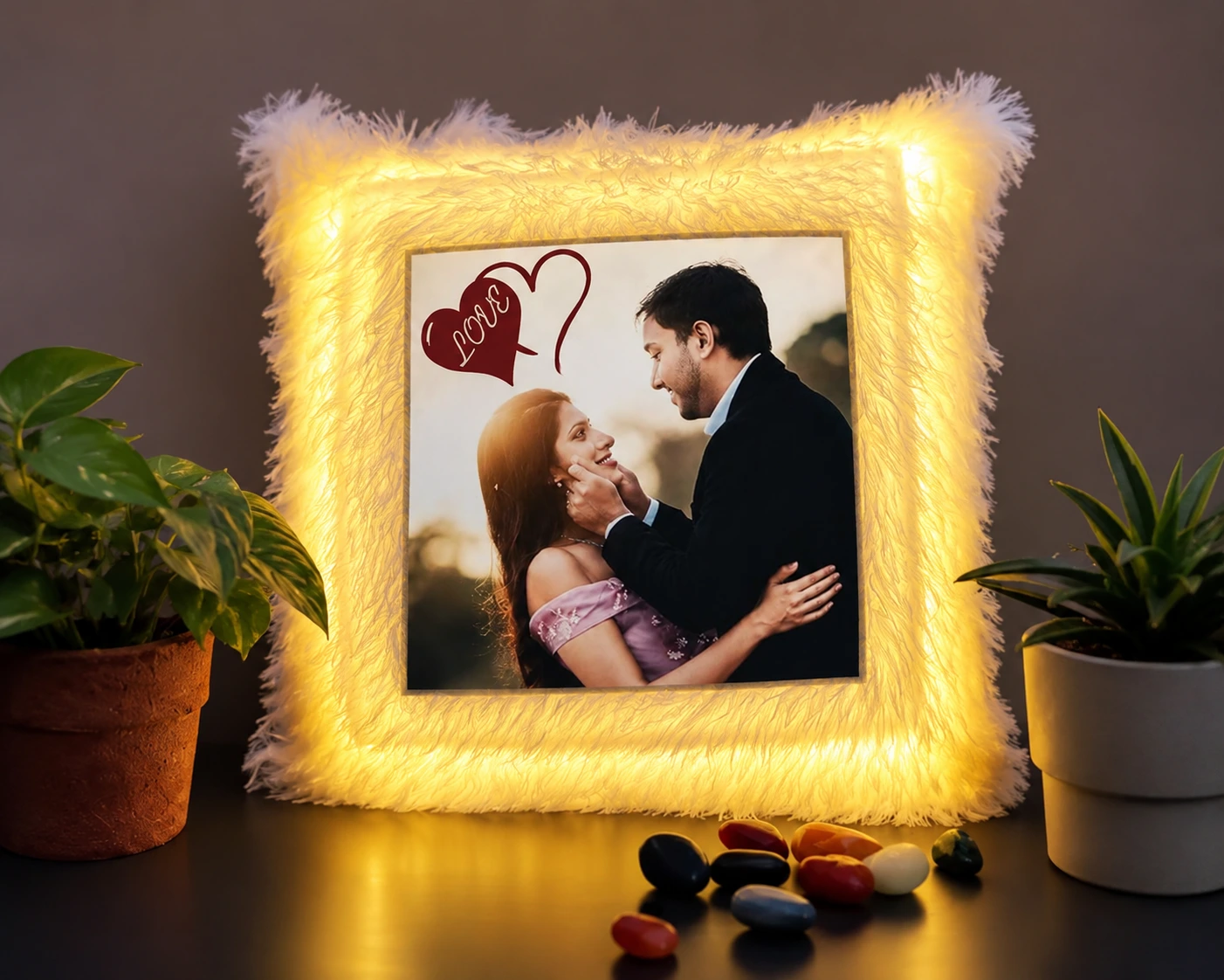 personalized led cushion with photo for couples gift