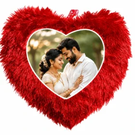 personalized heart cushion with photo for anniversary gift