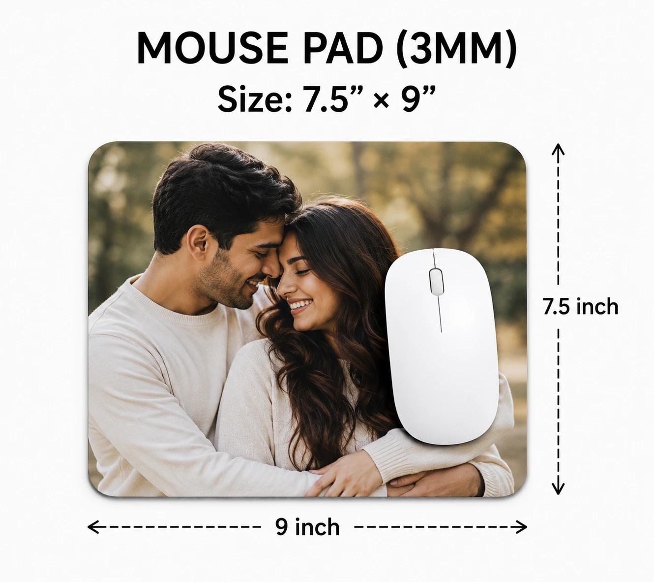 Custom Mouse Pad with Photo measuring 7.5 x 9 inches