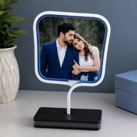 Custom Square LED Photo Lamp without LED glow showing the personalized acrylic photo panel.