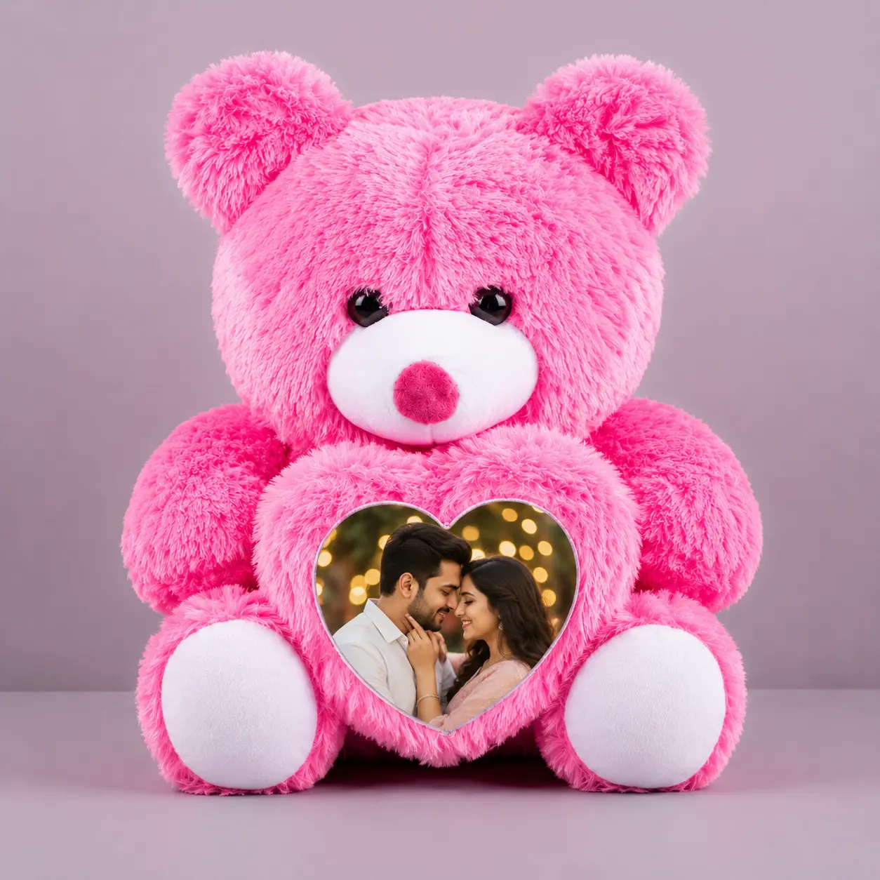 Personalized Pink Teddy Bear with Photo Frame