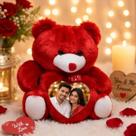 Personalized Red Teddy Bear with Photo Frame
