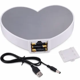 Heart shape magic mirror photo frame with battery and USB cable