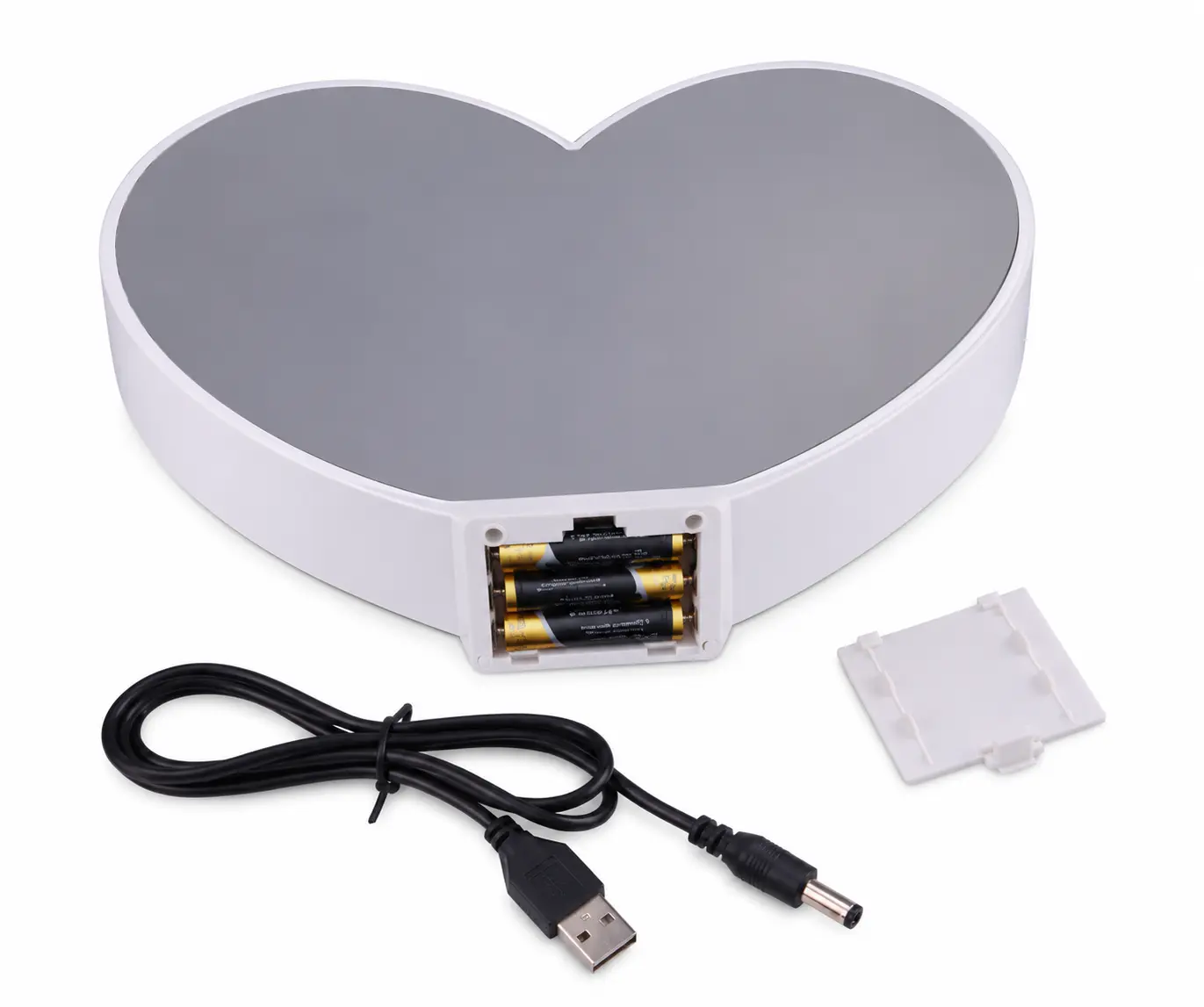 Heart shape magic mirror photo frame with battery and USB cable